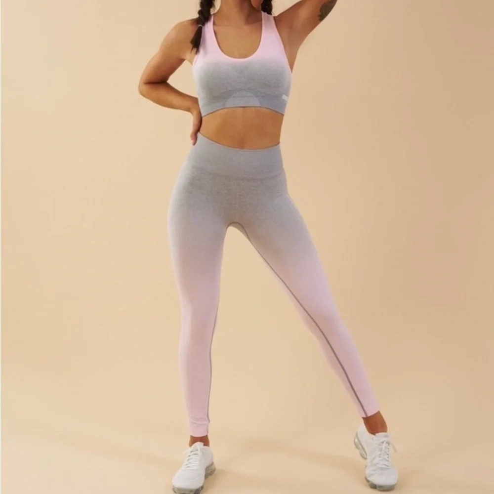 gymshark | light pink and grey ombré seamless leggings medium - Picture 2 of 7